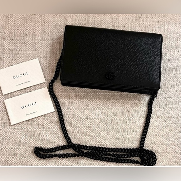 Gucci Marmont Leather Chain Shoulder Bag - Picture 1 of 13